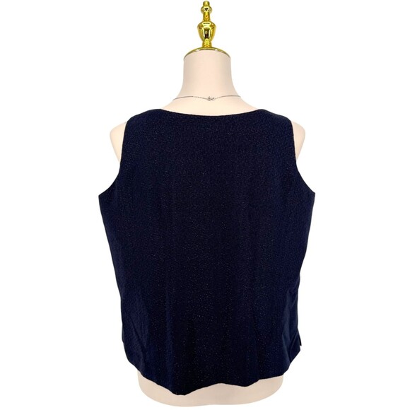 VTG Talbots Shell Tank Top 12W PETITE Navy Blue Shimmer Evening Lined Side Zip - Picture 9 of 15